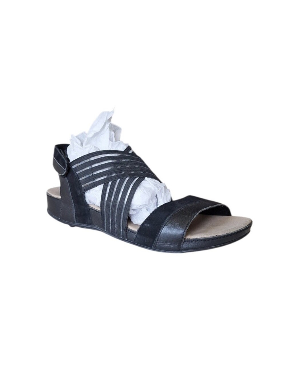ROMIKA Black Strappy Wedge Sandals Size 39 Comfort Sandals US 8.5/9